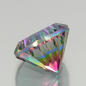 12.85캐럿 천연 탑 레인보우 미스틱 쿼츠, 라운드 컷, 15.19 mm, VVS