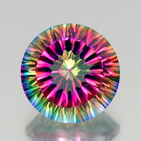 11.52캐럿 천연 탑 레인보우 미스틱 쿼츠, 라운드 컷, 15.14 mm, VVS-VS