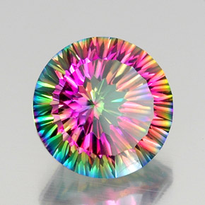 11.52캐럿 천연 탑 레인보우 미스틱 쿼츠, 라운드 컷, 15.14 mm, VVS-VS