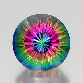 12.20캐럿 천연 탑 레인보우 미스틱 쿼츠, 라운드 컷, 15.08 mm, VVS