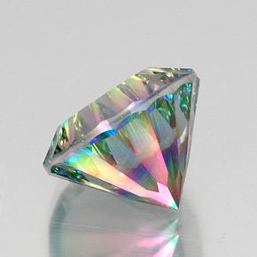 12.20캐럿 천연 탑 레인보우 미스틱 쿼츠, 라운드 컷, 15.08 mm, VVS