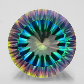 9.77캐럿 천연 탑 레인보우 미스틱 쿼츠, 라운드 컷, 14.13 mm, VVS