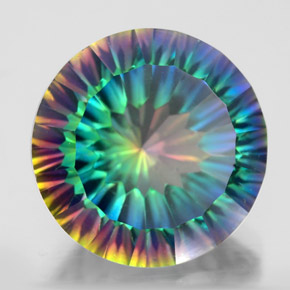 9.77캐럿 천연 탑 레인보우 미스틱 쿼츠, 라운드 컷, 14.13 mm, VVS
