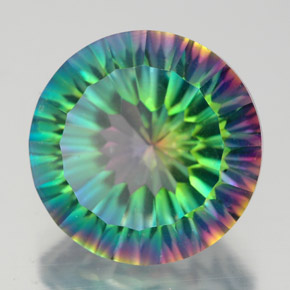 9.56캐럿 천연 탑 레인보우 미스틱 쿼츠, 라운드 컷, 14.10 mm, VVS-VS