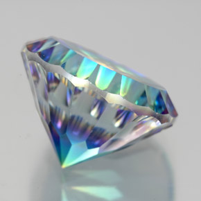 9.48캐럿 천연 탑 레인보우 미스틱 쿼츠, 라운드 컷, 14.14 mm, VVS