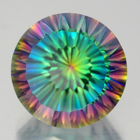 10.16캐럿 천연 탑 레인보우 미스틱 쿼츠, 라운드 컷, 14.15 mm, VVS-VS