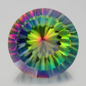 10.68캐럿 천연 탑 레인보우 미스틱 쿼츠, 라운드 컷, 14.13 mm, VVS-VS