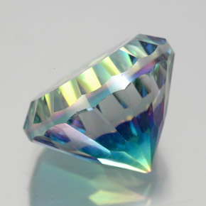 10.68캐럿 천연 탑 레인보우 미스틱 쿼츠, 라운드 컷, 14.13 mm, VVS-VS