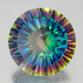 9.22캐럿 천연 탑 레인보우 미스틱 쿼츠, 라운드 컷, 14.16 mm, VVS-VS