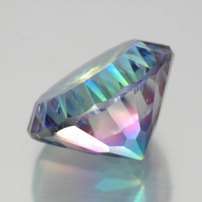 9.22캐럿 천연 탑 레인보우 미스틱 쿼츠, 라운드 컷, 14.16 mm, VVS-VS