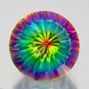 10.64캐럿 천연 탑 레인보우 미스틱 쿼츠, 라운드 컷, 14.11 mm, VVS-VS
