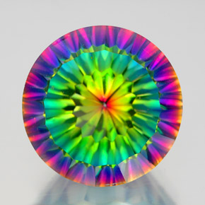 10.88캐럿 천연 탑 레인보우 미스틱 쿼츠, 라운드 컷, 14.17 mm, VVS