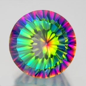 10.88캐럿 천연 탑 레인보우 미스틱 쿼츠, 라운드 컷, 14.17 mm, VVS