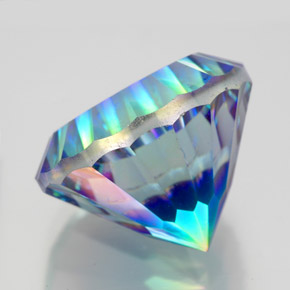 10.88캐럿 천연 탑 레인보우 미스틱 쿼츠, 라운드 컷, 14.17 mm, VVS