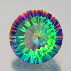 9.50캐럿 천연 탑 레인보우 미스틱 쿼츠, 라운드 컷, 14.12 mm, VVS-VS