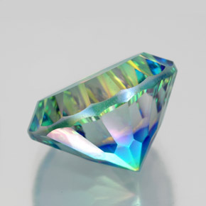 9.50캐럿 천연 탑 레인보우 미스틱 쿼츠, 라운드 컷, 14.12 mm, VVS-VS
