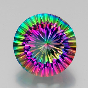 11.61캐럿 천연 탑 레인보우 미스틱 쿼츠, 라운드 컷, 15.17 mm, VS