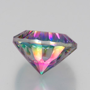 11.61캐럿 천연 탑 레인보우 미스틱 쿼츠, 라운드 컷, 15.17 mm, VS