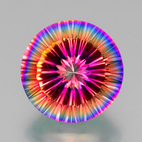 10.90캐럿 천연 탑 레인보우 미스틱 쿼츠, 라운드 컷, 15.18 mm, VVS-VS