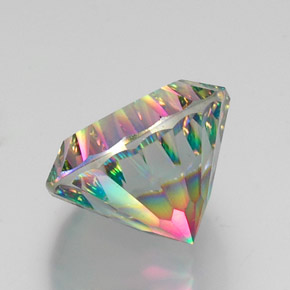 12.48캐럿 천연 탑 레인보우 미스틱 쿼츠, 라운드 컷, 15.15 mm, VVS-VS