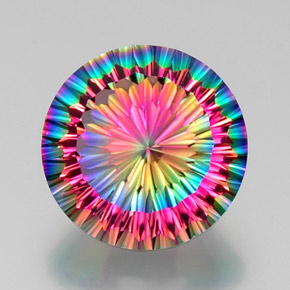 11.34캐럿 천연 탑 레인보우 신비한 석영, 라운드 컷, VVS-VS