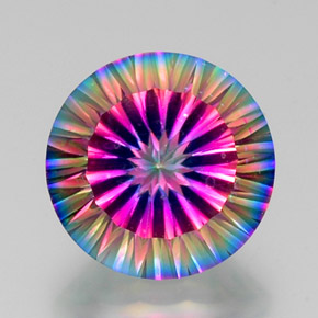 11.60캐럿 천연 탑 레인보우 미스틱 쿼츠, 라운드 컷, 15.12 mm, VS