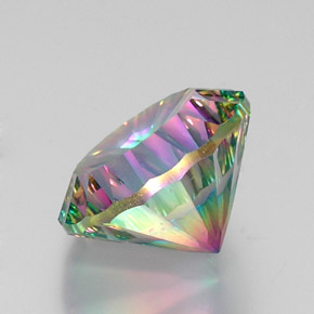 11.60캐럿 천연 탑 레인보우 미스틱 쿼츠, 라운드 컷, 15.12 mm, VS