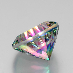 12.41캐럿 천연 탑 레인보우 미스틱 쿼츠, 라운드 컷, 15.10 mm, VVS