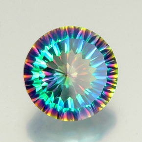 9.44캐럿 천연 탑 레인보우 미스틱 쿼츠, 라운드 컷, 14.15 mm, VVS-VS