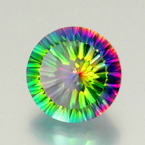 9.44캐럿 천연 탑 레인보우 미스틱 쿼츠, 라운드 컷, 14.16 mm, VVS