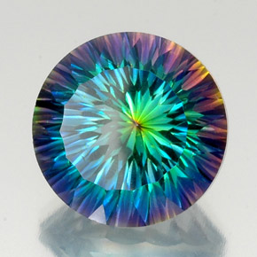 20.94캐럿 천연 탑 레인보우 미스틱 쿼츠, 라운드 컷, 18.05 mm, VVS-VS