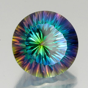 20.87캐럿 천연 탑 레인보우 미스틱 쿼츠, 라운드 컷, 18.02 mm, VVS-VS