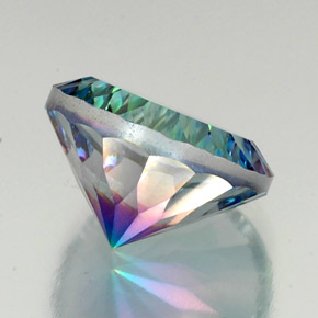 19.39캐럿 천연 탑 레인보우 미스틱 쿼츠, 라운드 컷, 18.02 mm, VVS