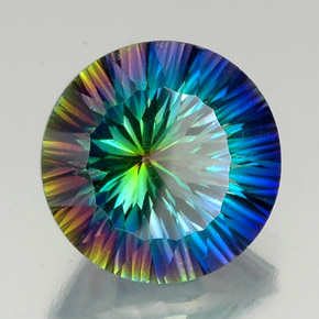 19.24캐럿 천연 탑 레인보우 신비한 석영, 라운드 컷, VVS-VS