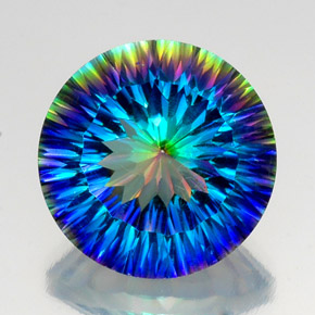 17.92캐럿 천연 탑 레인보우 미스틱 쿼츠, 라운드 컷, 18.01 mm, VVS-VS