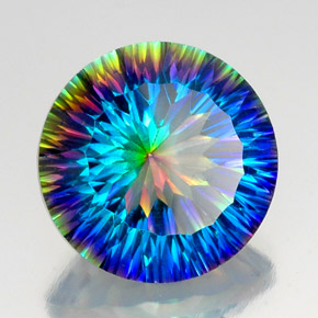 17.92캐럿 천연 탑 레인보우 미스틱 쿼츠, 라운드 컷, 18.01 mm, VVS-VS