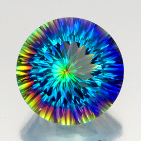 19.08캐럿 천연 탑 레인보우 미스틱 쿼츠, 라운드 컷, 18.07 mm, VVS-VS