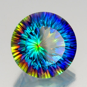 19.08캐럿 천연 탑 레인보우 미스틱 쿼츠, 라운드 컷, 18.07 mm, VVS-VS