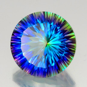 19.18캐럿 천연 탑 레인보우 미스틱 쿼츠, 라운드 컷, 18.04 mm, VVS-VS