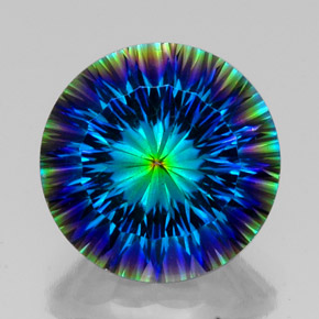 17.88캐럿 천연 탑 레인보우 미스틱 쿼츠, 라운드 컷, 18.08 mm, VS