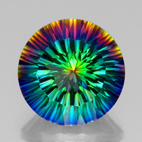 18.92캐럿 천연 탑 레인보우 미스틱 쿼츠, 라운드 컷, 18.10 mm, VVS-VS