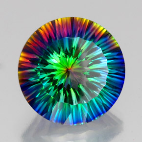 18.92캐럿 천연 탑 레인보우 미스틱 쿼츠, 라운드 컷, 18.10 mm, VVS-VS