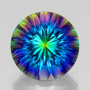 20.14캐럿 천연 탑 레인보우 미스틱 쿼츠, 라운드 컷, 18.06 mm, VVS-VS