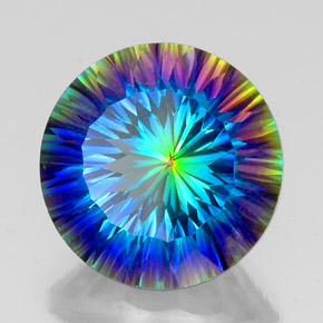 20.14캐럿 천연 탑 레인보우 미스틱 쿼츠, 라운드 컷, 18.06 mm, VVS-VS
