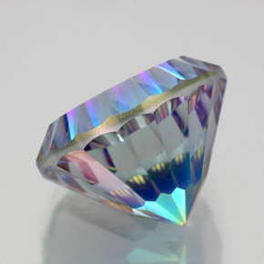 10.49캐럿 천연 탑 레인보우 미스틱 쿼츠, 라운드 컷, 14.16 mm, VVS