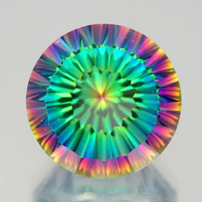 10.13캐럿 천연 탑 레인보우 미스틱 쿼츠, 라운드 컷, 14.16 mm, VVS-VS