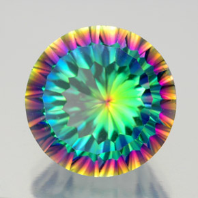 9.81캐럿 천연 탑 레인보우 미스틱 쿼츠, 라운드 컷, 14.19 mm, VVS