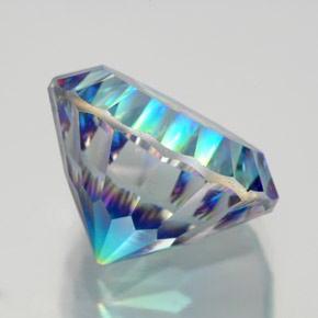 9.81캐럿 천연 탑 레인보우 미스틱 쿼츠, 라운드 컷, 14.19 mm, VVS