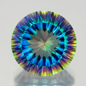 9.20캐럿 천연 탑 레인보우 미스틱 쿼츠, 라운드 컷, 14.10 mm, VVS-VS