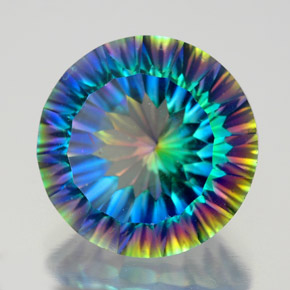 9.20캐럿 천연 탑 레인보우 미스틱 쿼츠, 라운드 컷, 14.10 mm, VVS-VS